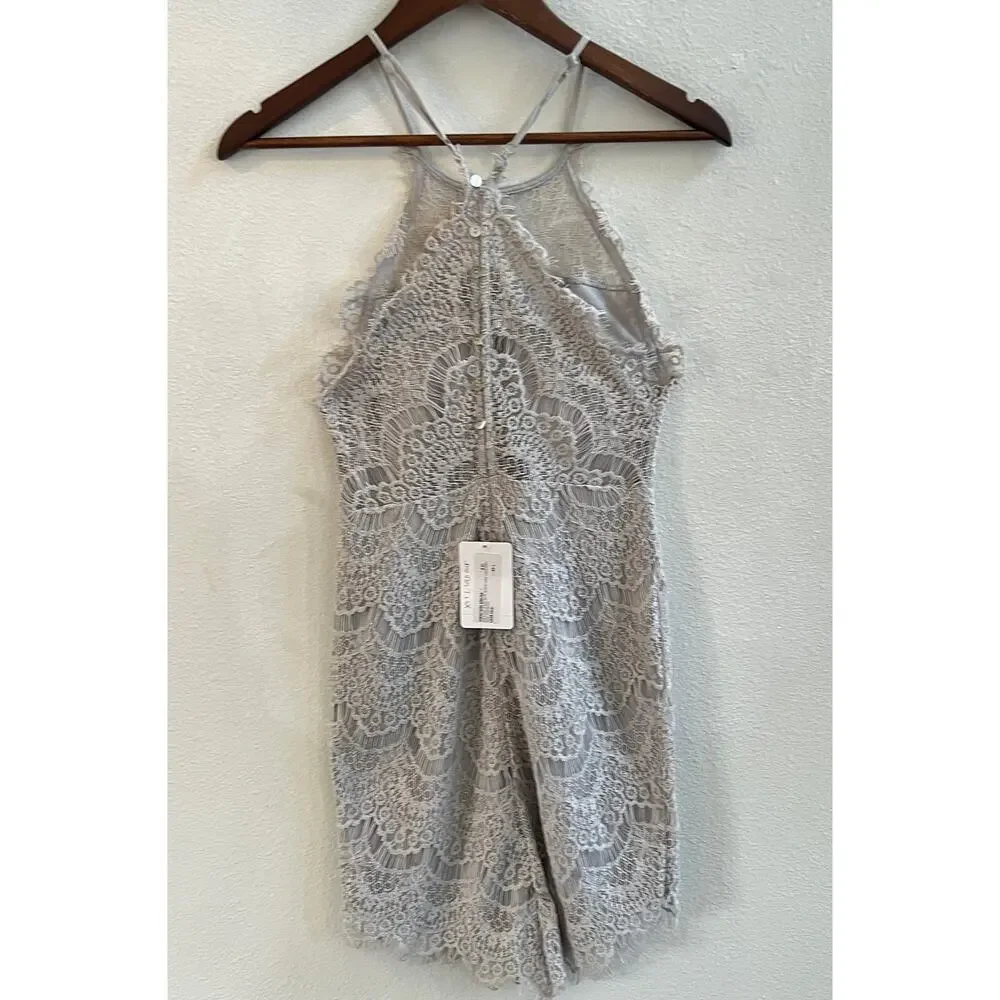Free People NWT Gray XS Mini Lace Slip Dress She’s Got It